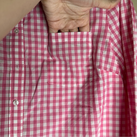 Talbots Women 14 Petite Pink White Button Shirt Gingham Plaid Western Preppy - Picture 4 of 7